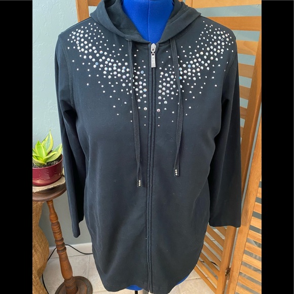💥💥 Rhinestone hoodie jacket black small - Picture 1 of 8
